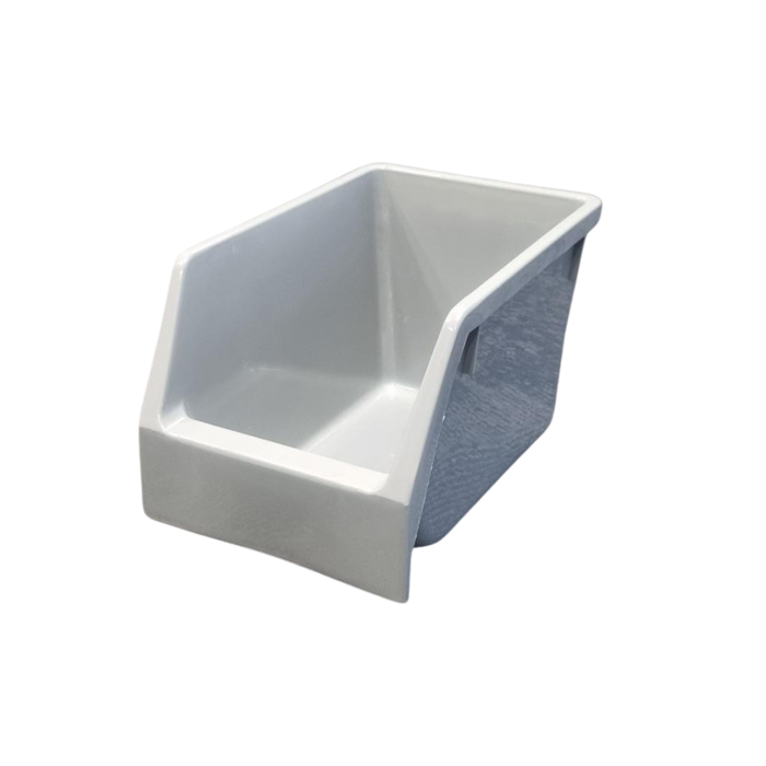 White corner shelf with textured pattern on a white background